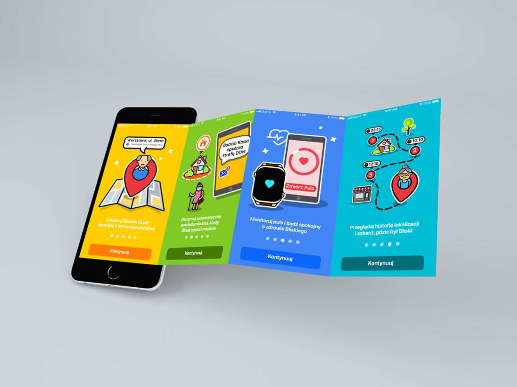 Animations, illustrations and UI for application to track elderly parent’s location